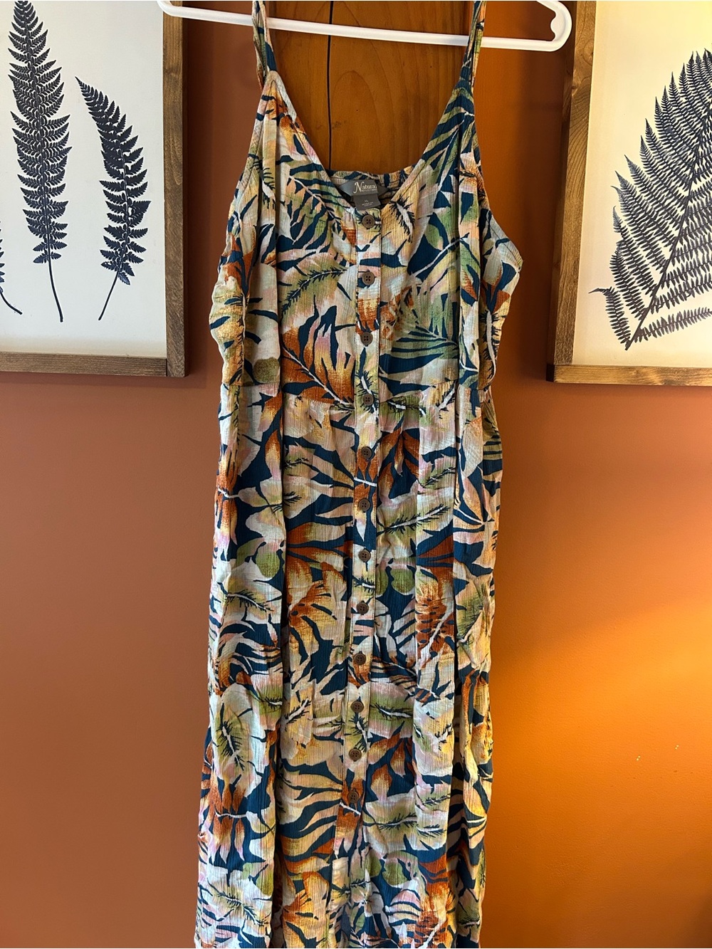 Tropical Print Button-Front Maxi Dress - Multicolor